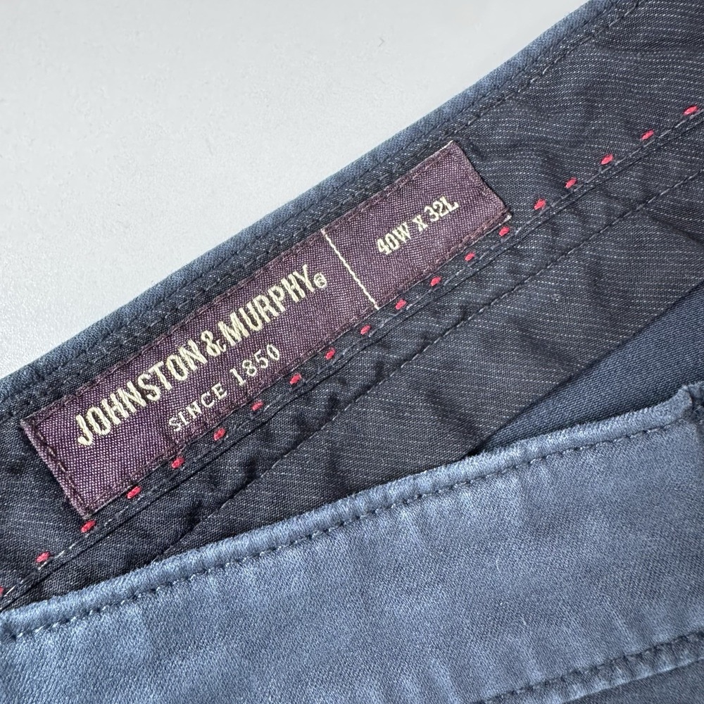Johnston & Murphy Men's Pants 40W x‎ 32L Blue Chino Style Casual Cotton